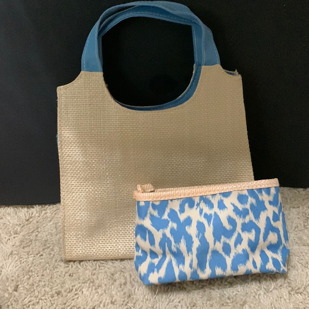 Small Straw Bag with Smaller Accessory Bag